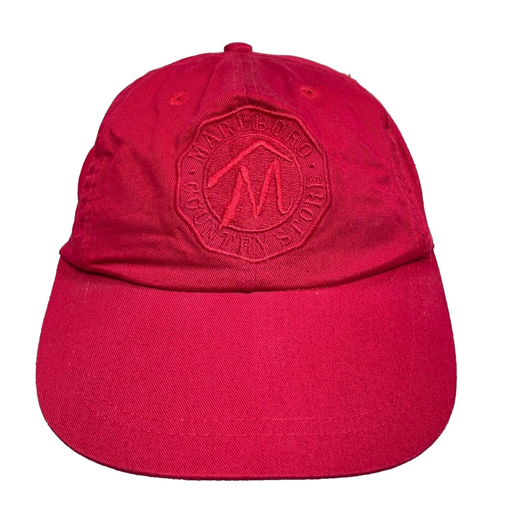 Vintage Marlboro Hat Cap Leather Strap‎ Back Red Country Store 90s Cigarettes